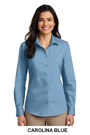 Port Authority® Ladies Long Sleeve Carefree Poplin Shirt.  PORT A.  LW100